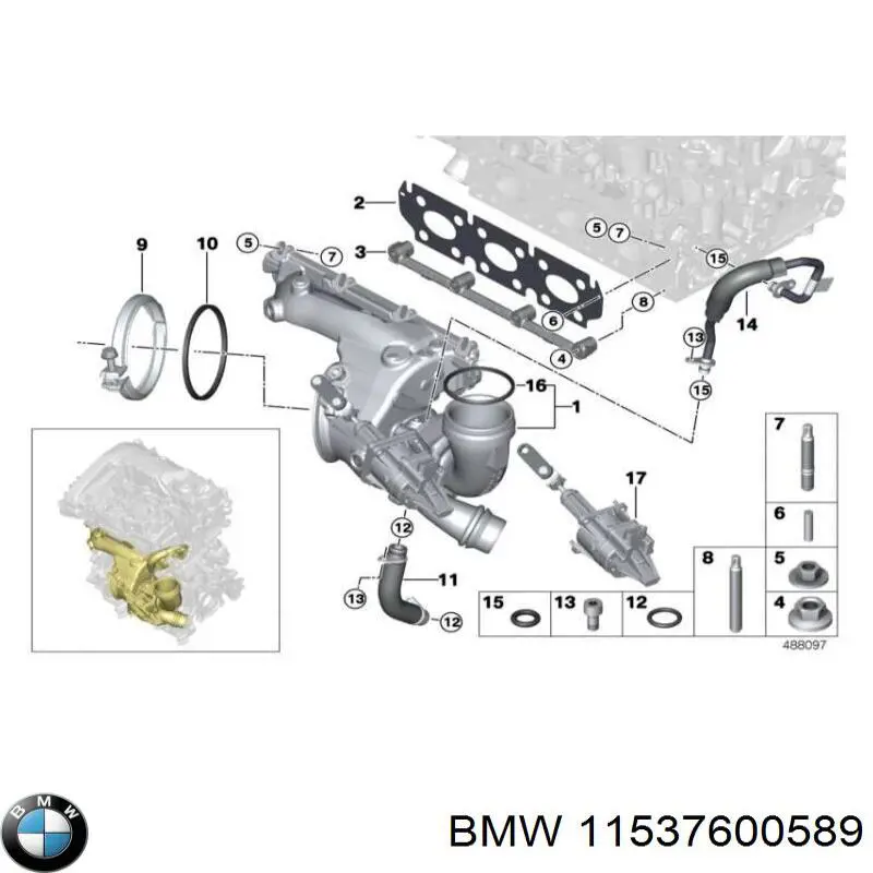 11537600589 BMW manguera (conducto del sistema de refrigeración)