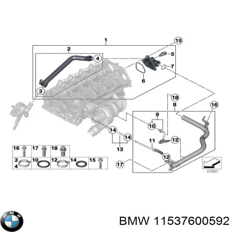 Manguera de retorno de refrigerante del turbocompresor BMW 11537600592 precio, desde 40,29 EUR