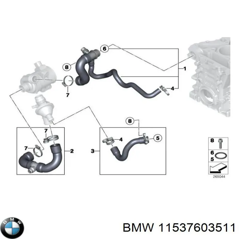 11537603511 BMW conducto refrigerante, bomba de agua, de recepción