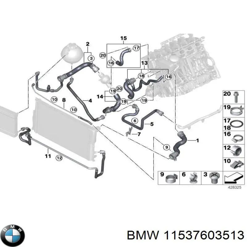 Manguera de refrigeración desde la bomba adicional a la bomba principal para BMW X1 (E84)