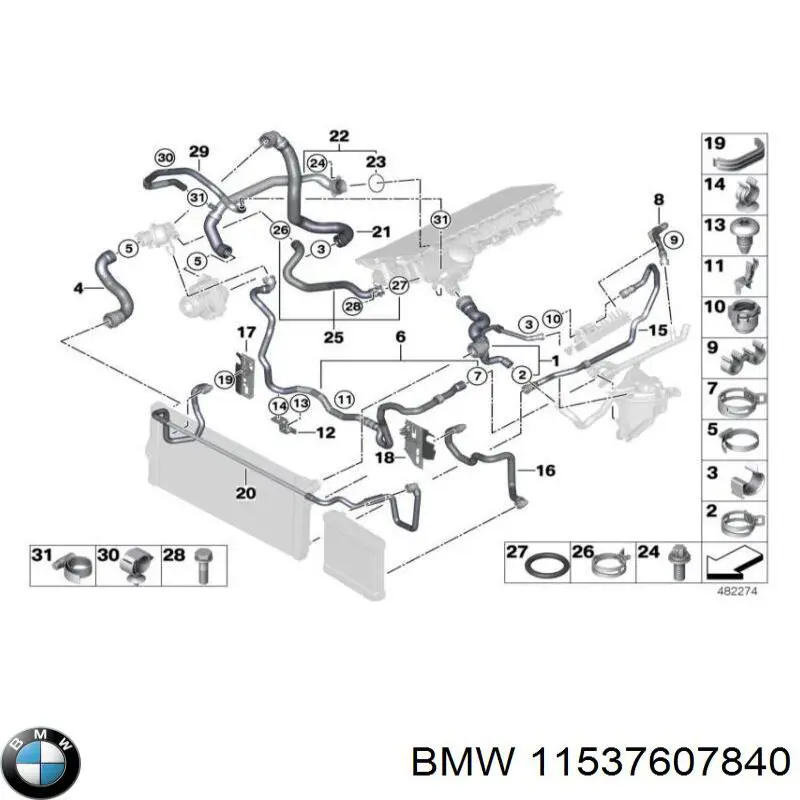 Manguera de refrigeración del bombeo auxiliar a la bomba de agua BMW 11537607840 precio, desde 176,02 EUR