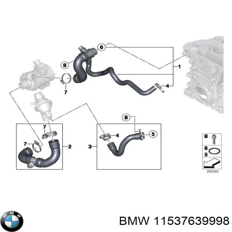 11537639998 BMW conducto refrigerante, bomba de agua, de tubo de agua a refrigerador aceite