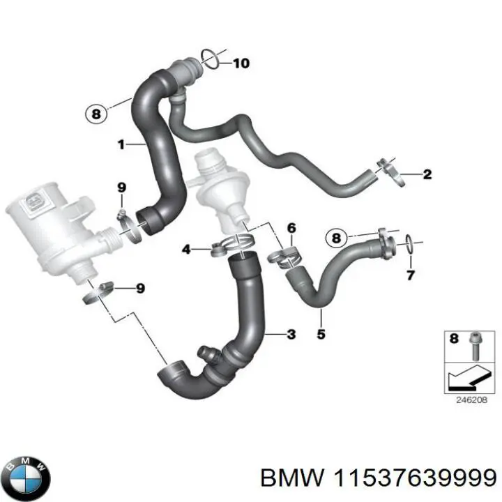 11537639999 BMW conducto refrigerante, bomba de agua, de recepción