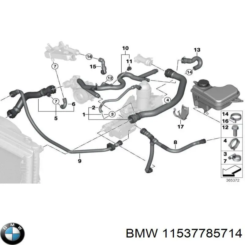 11537785714 BMW tubería de radiador arriba