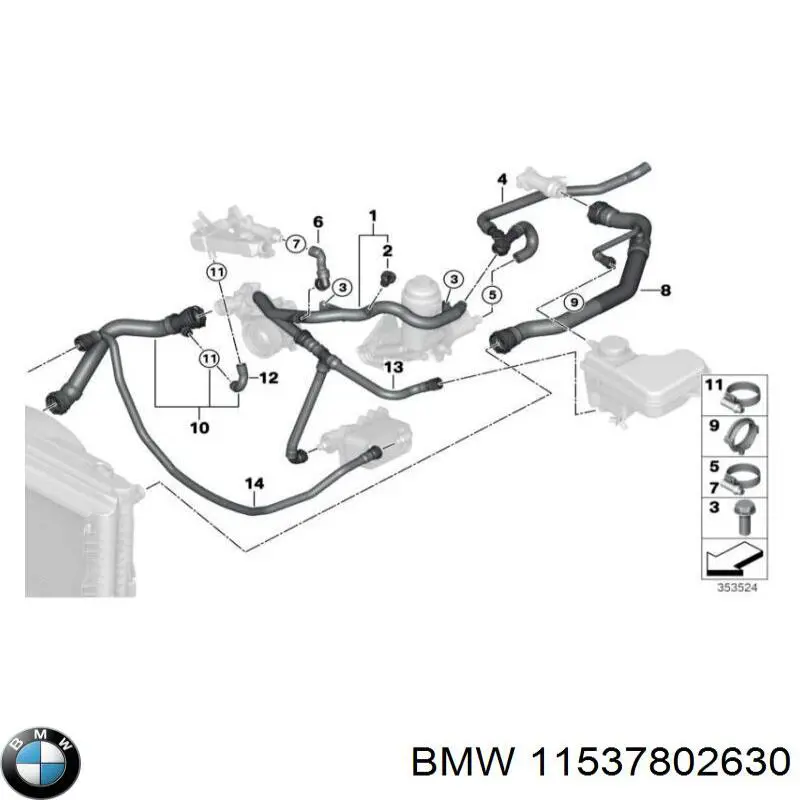 Comprar 11537802630 BMW Manguera de agua refrigerante