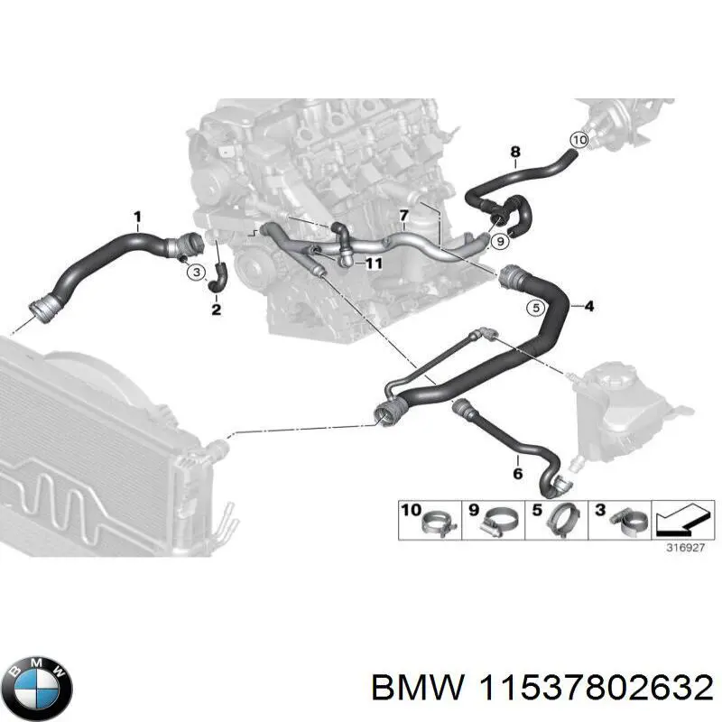 11537802632 BMW Manguera de calefacción, retorno