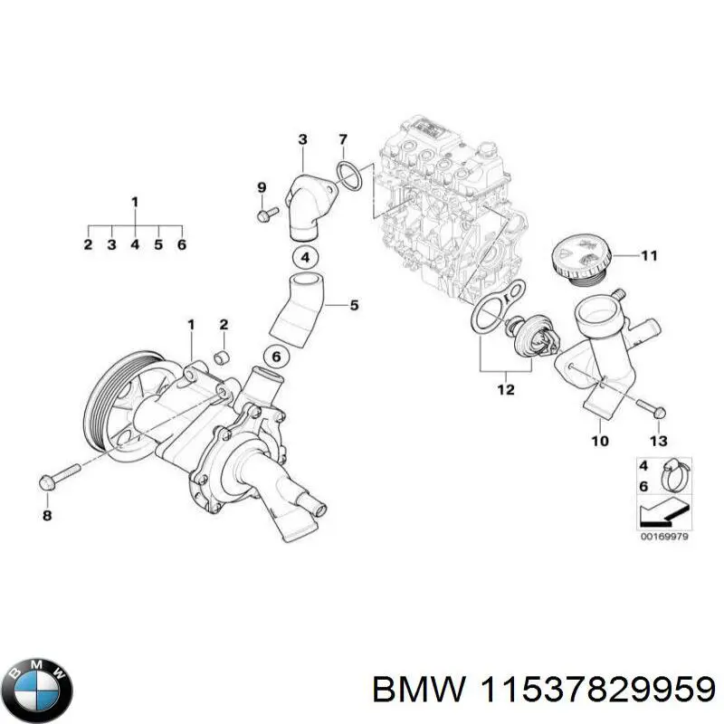 11537829959 BMW caja del termostato