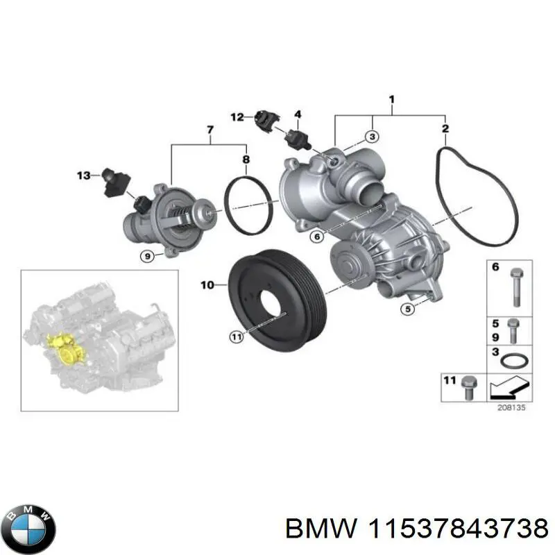 Bomba de agua 11537843738 BMW