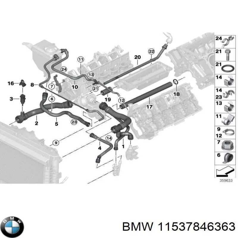 11537846363 BMW tubería de radiador arriba