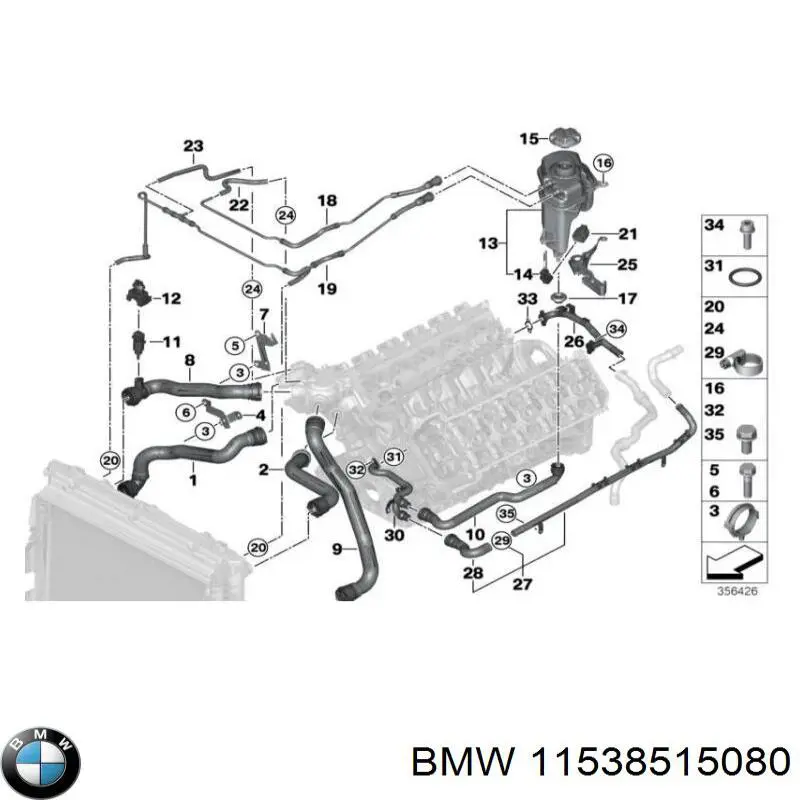 11538515080 BMW manguera de refrigeración