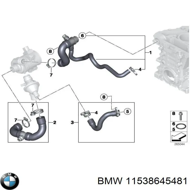 11538645481 BMW conducto refrigerante, bomba de agua, de recepción