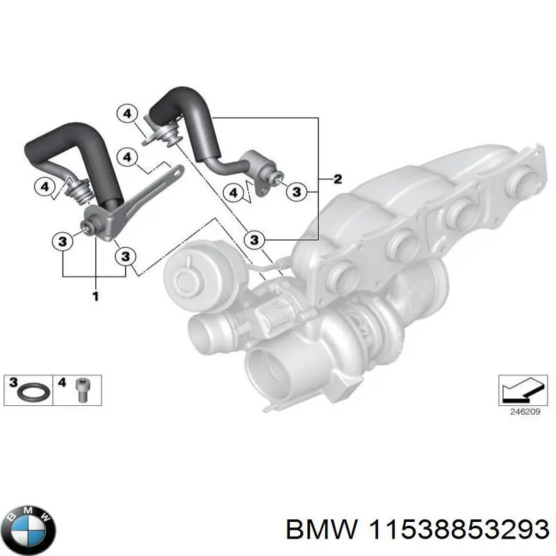 11538853293 BMW conducto aceite, turbocompresor, retorno