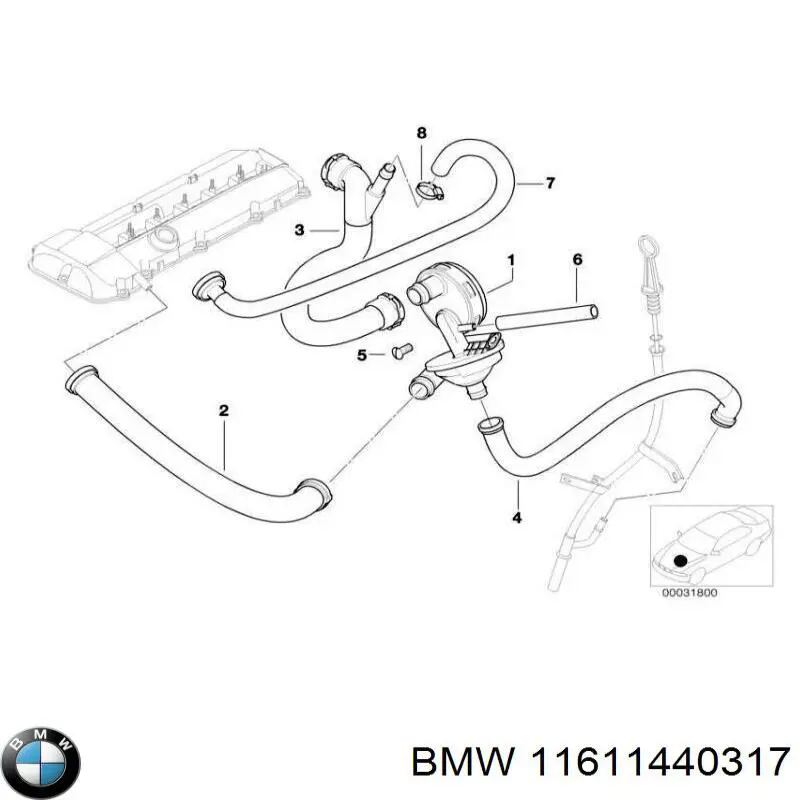 11611440317 BMW tubo de ventilacion del carter (separador de aceite)