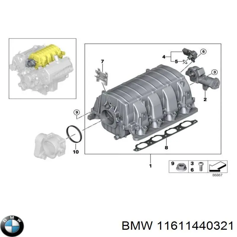 11611440321 BMW junta de colector de admisión