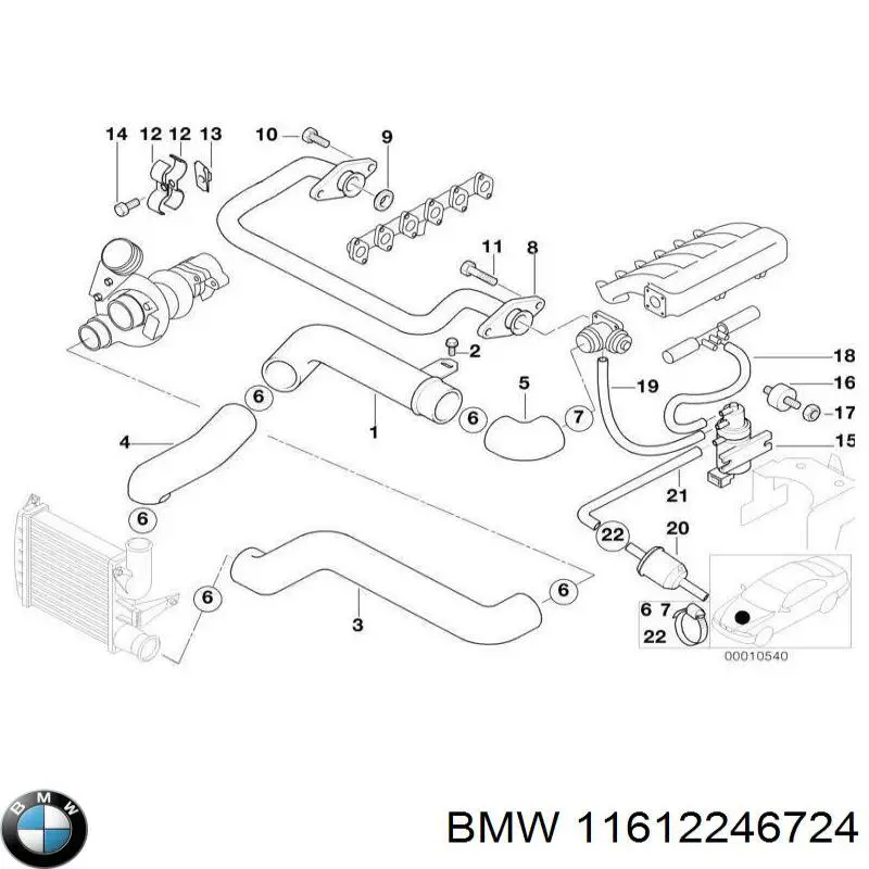 Tubo flexible de aire de sobrealimentación inferior para BMW 7 (E38)