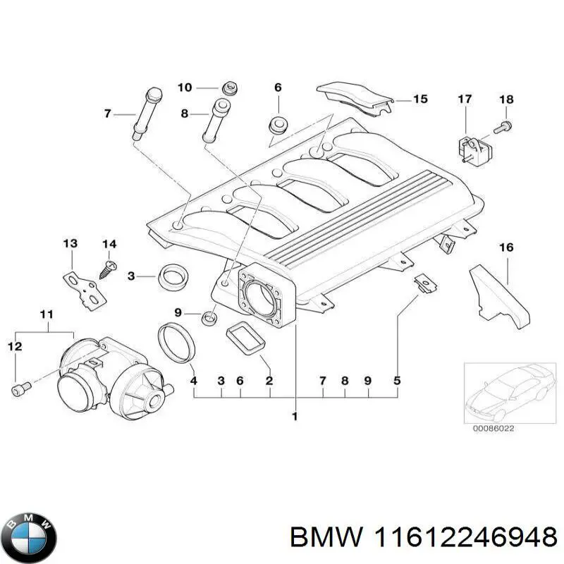 11612246948 BMW junta, colector de admisión