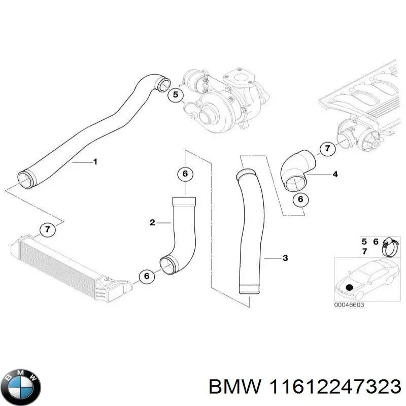 11612247323 BMW tubo flexible de aire de sobrealimentación izquierdo