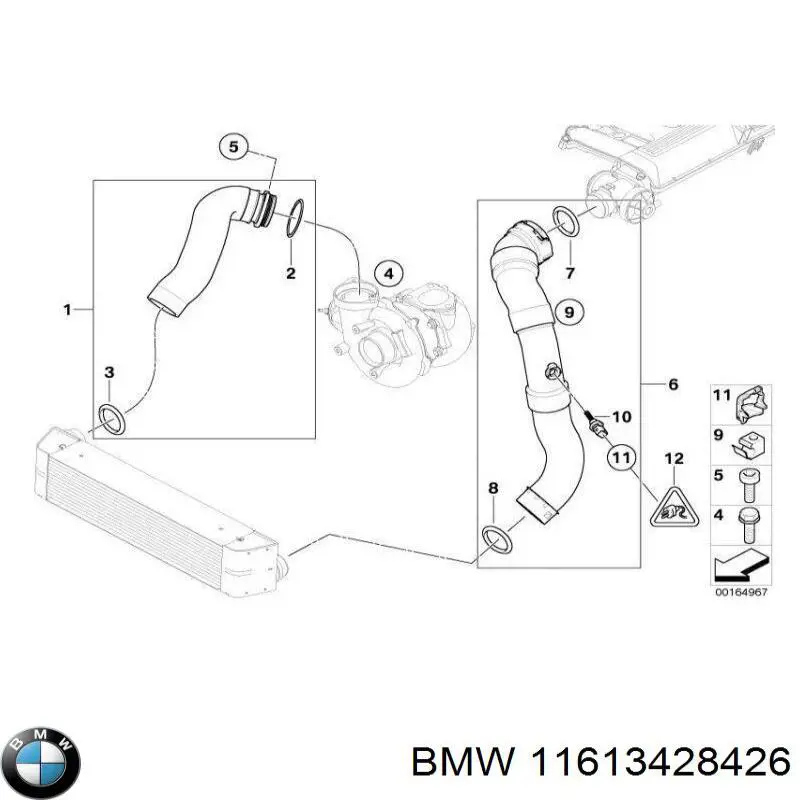 11613421542 BMW tubo flexible de aire de sobrealimentación derecho