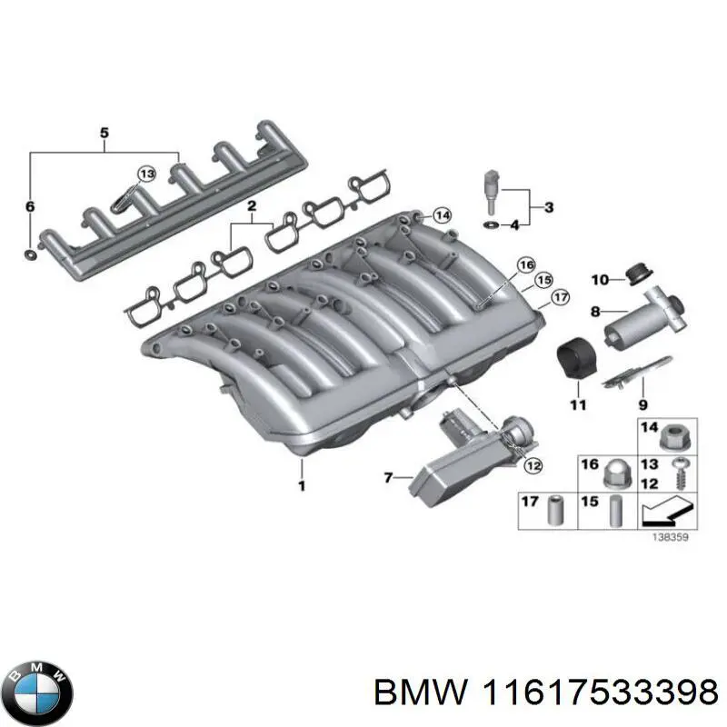 11617533398 BMW tubo de ventilacion del carter (separador de aceite)