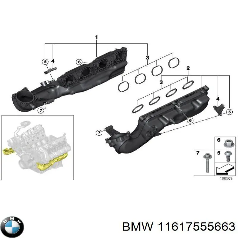 11617555663 BMW colector de admisión derecho