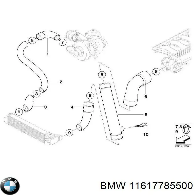 11617785500 BMW Tubo de salida de aire del turbocompresor