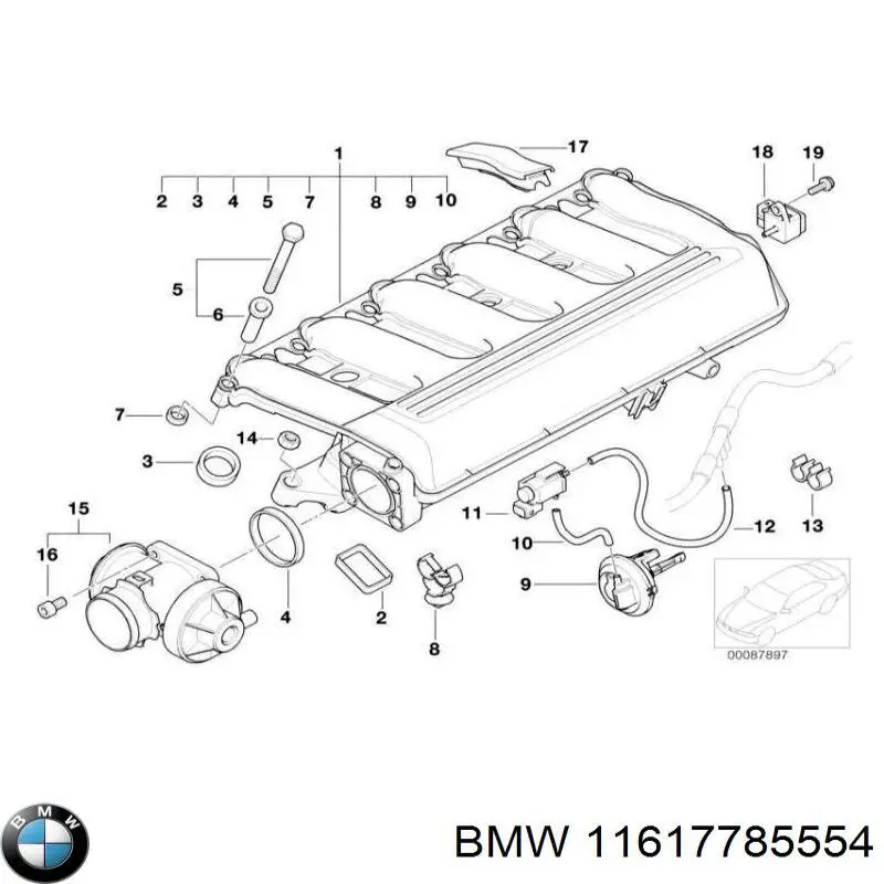 11617785554 BMW colector de admisión, suministro de aire