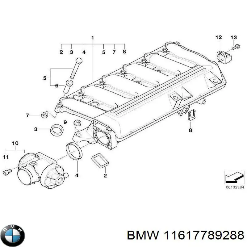 11617789288 BMW colector de admisión, suministro de aire