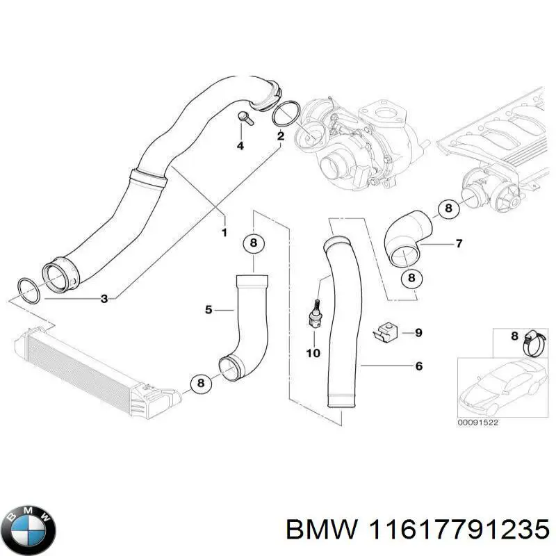 Junta tórica del tubo del intercooler BMW 11617791235 precio, desde 4,59 EUR