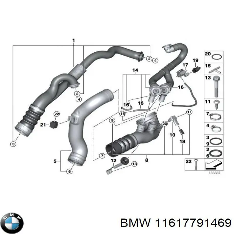Junta tórica del tubo del intercooler BMW 11617791469 precio, desde 20,95 EUR