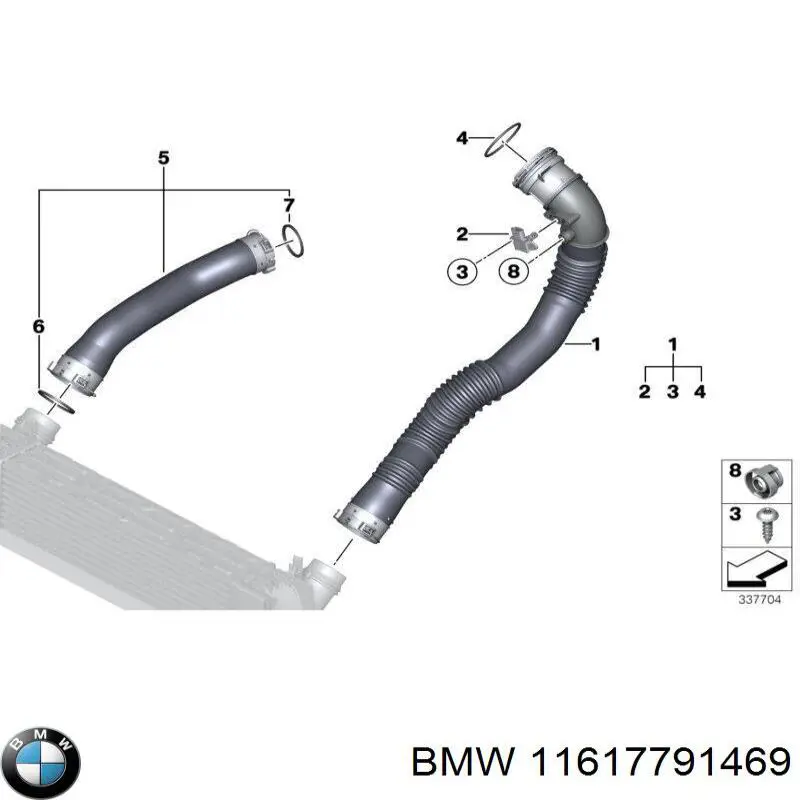 Comprar 11617791469 BMW Junta tórica del tubo del intercooler