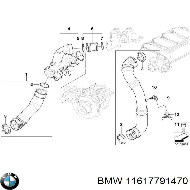 Junta tórica del tubo del intercooler 11617791470 BMW