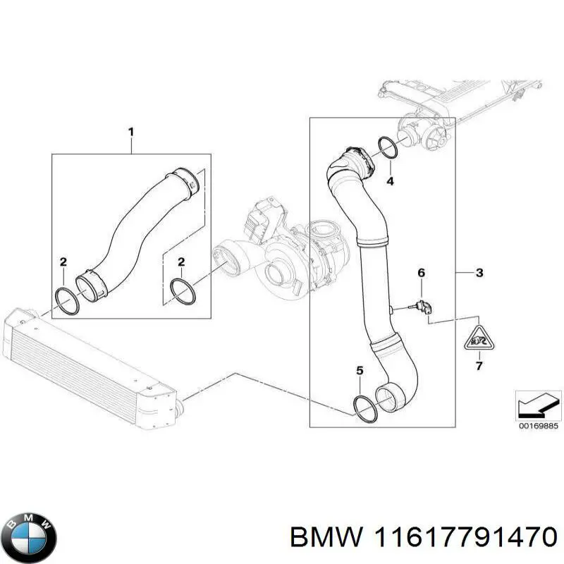 Junta tórica del tubo del intercooler BMW 11617791470