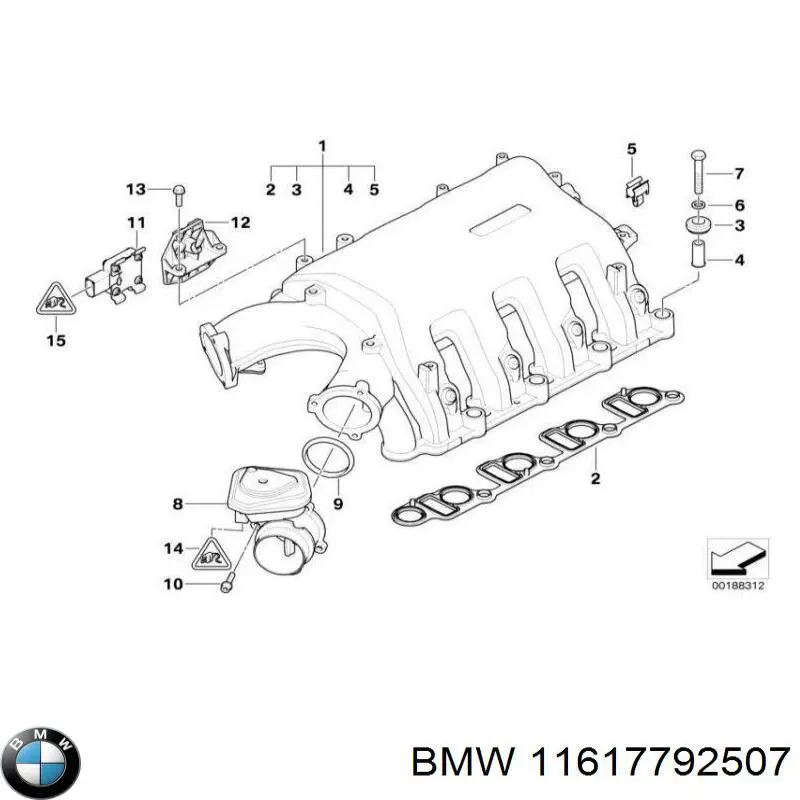 11617792507 BMW junta, colector de admisión