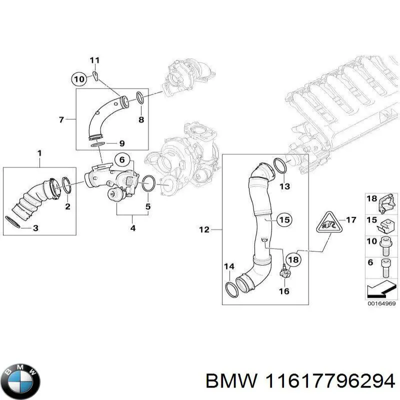 11617796294 BMW tubo flexible de aire de sobrealimentación izquierdo