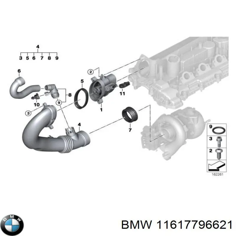 Comprar 11617796621 BMW Junta tórica del tubo del intercooler