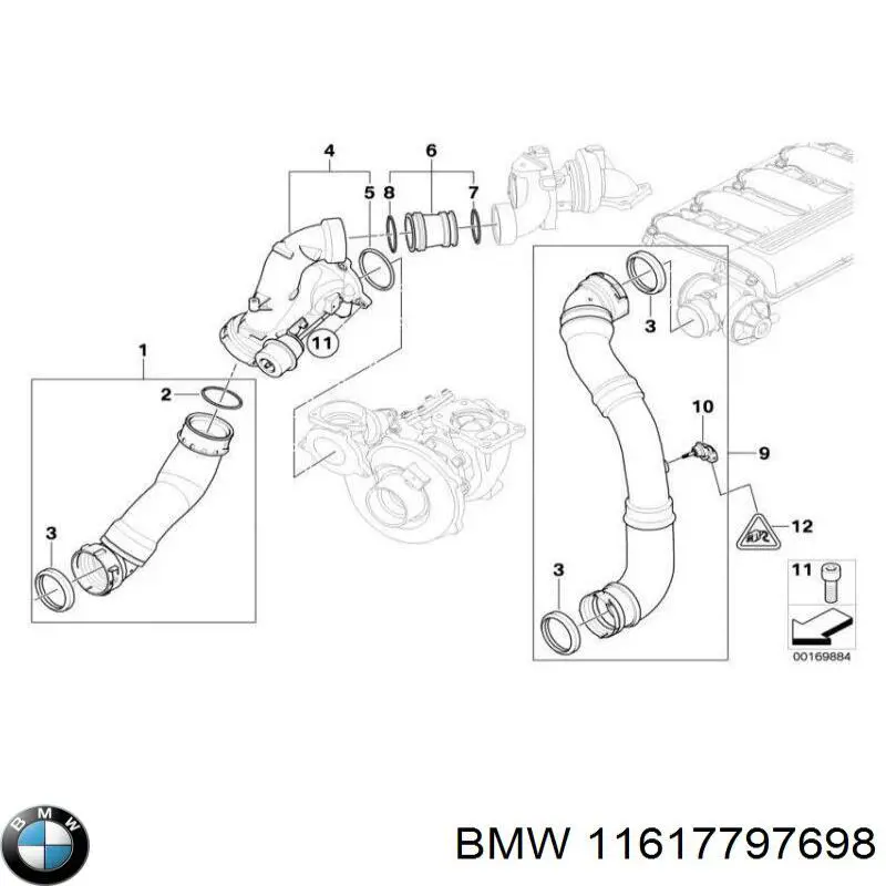 11617793606 BMW tubo flexible de aire de sobrealimentación derecho