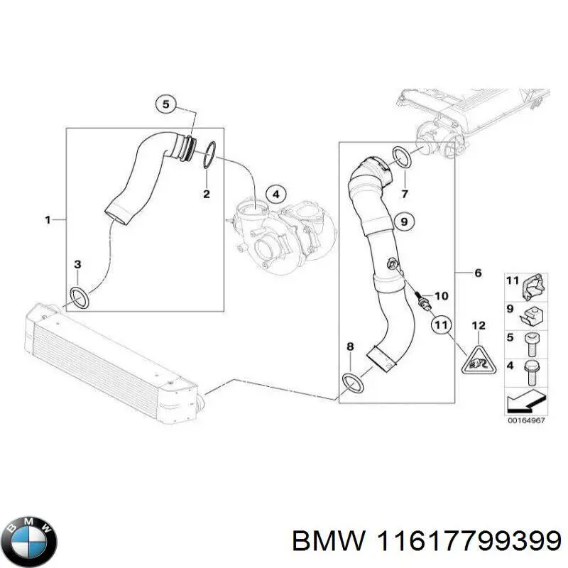 11617797702 BMW tubo flexible de aire de sobrealimentación izquierdo