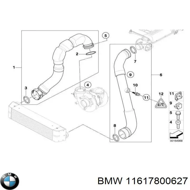 11617800627 BMW tubo flexible de aire de sobrealimentación izquierdo