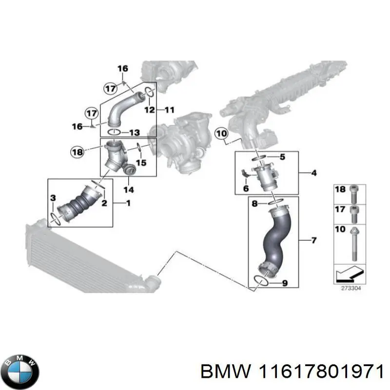 Comprar 11617801971 BMW Junta tórica del tubo del intercooler