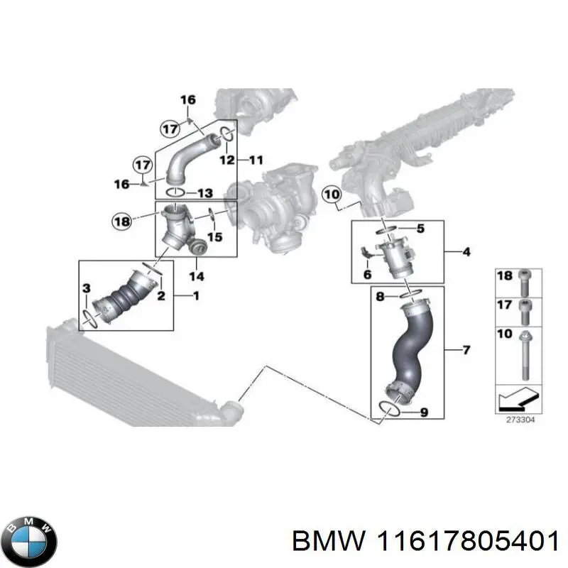 Manguera del intercooler BMW 11617805401 precio, desde 56,63 EUR