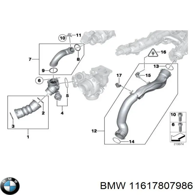 11614737106 BMW tubo flexible de aire de sobrealimentación izquierdo