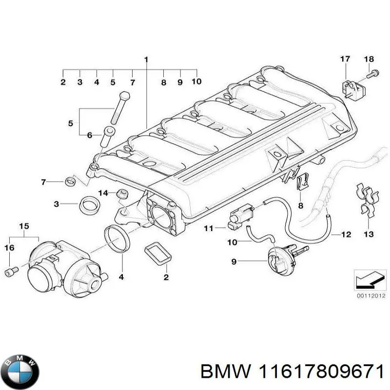 11617809671 BMW colector de admisión, suministro de aire