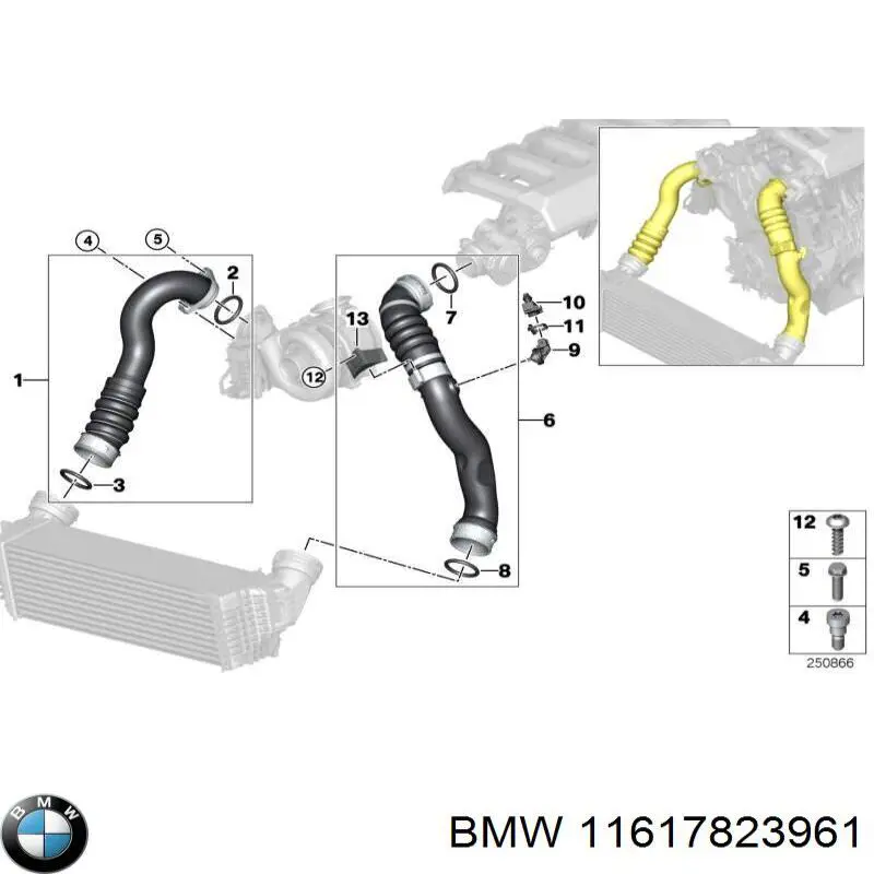11617823961 BMW tubo flexible de aire de sobrealimentación derecho