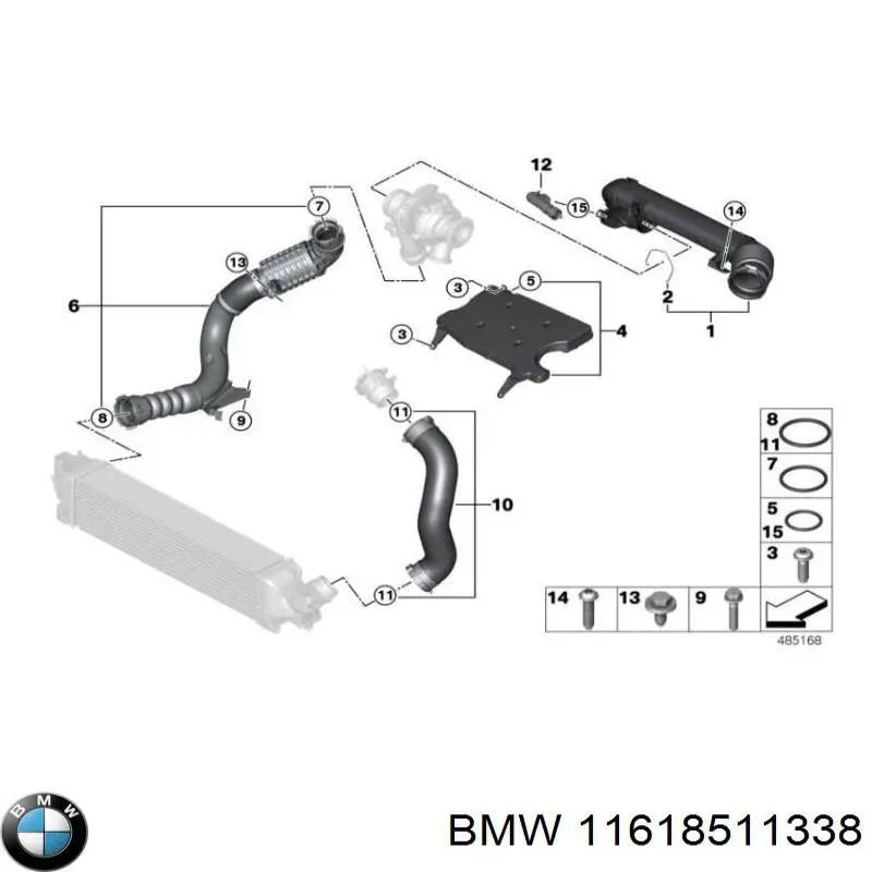 11618511338 BMW tubo flexible de aire de sobrealimentación izquierdo