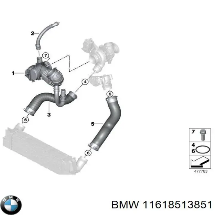 11618513851 BMW tubo flexible de aire de sobrealimentación izquierdo