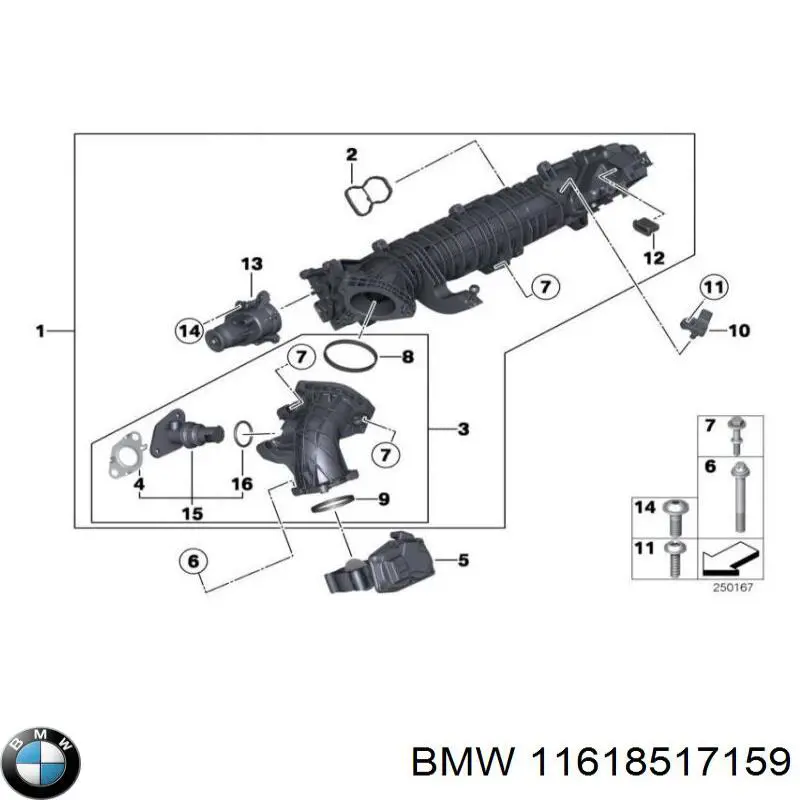 11618517159 BMW junta, colector de admisión