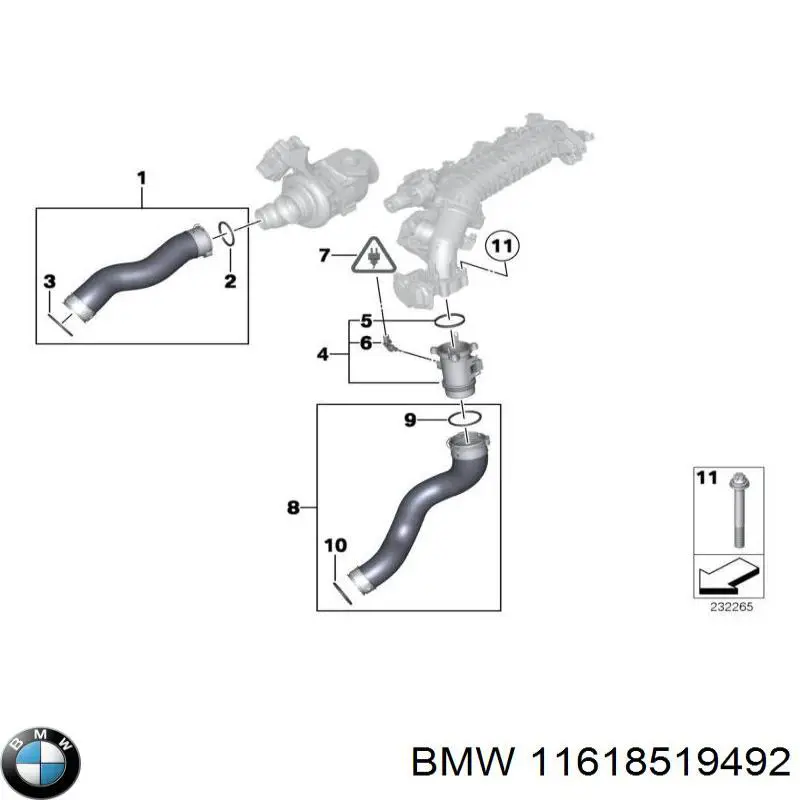 Manguera del intercooler BMW 11618519492 precio, desde 45,01 EUR