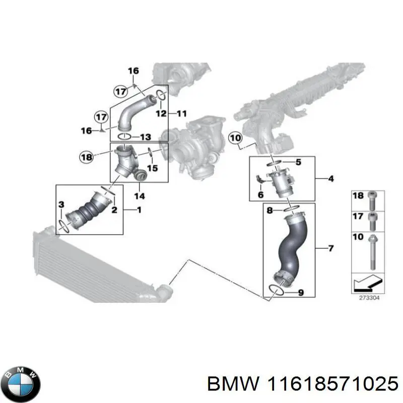 11618571025 BMW tubo flexible de aire de sobrealimentación izquierdo
