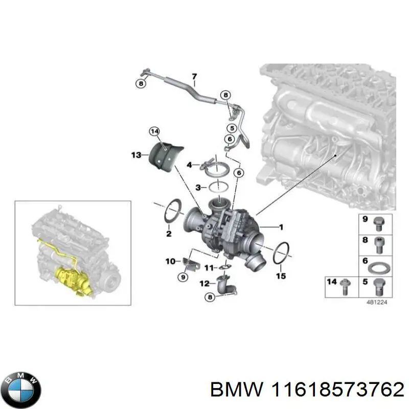 Tubo flexible de aire de sobrealimentación derecho para BMW 2 (F23)