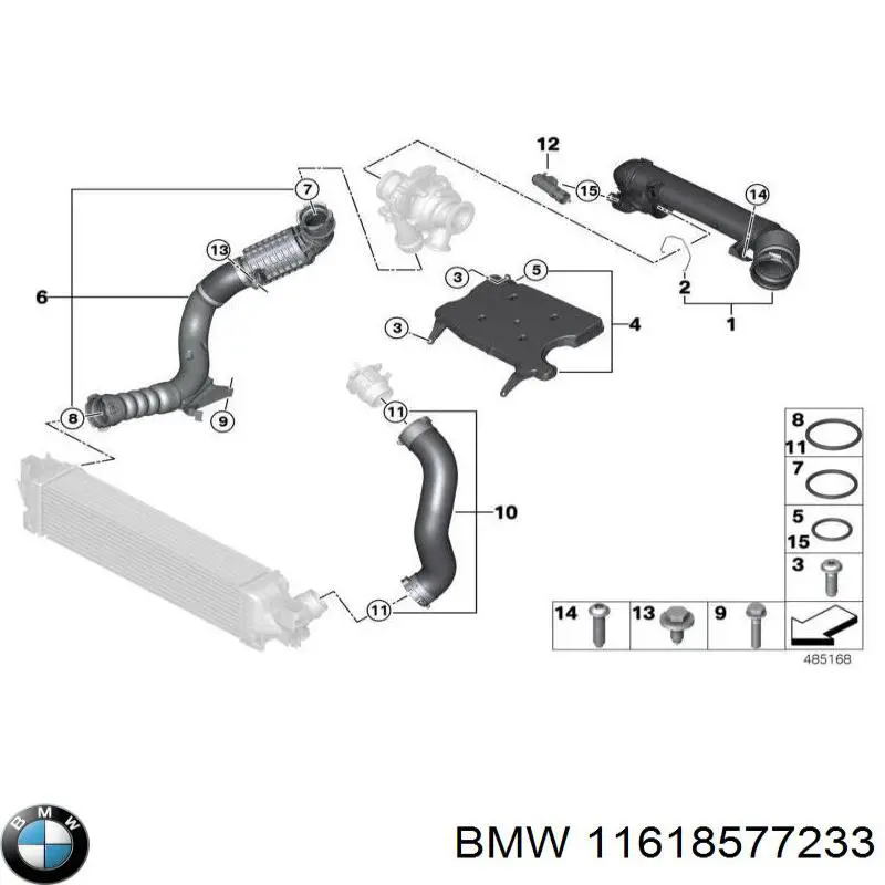 Tubo flexible de aire de sobrealimentación superior derecho para BMW X1 (F48)